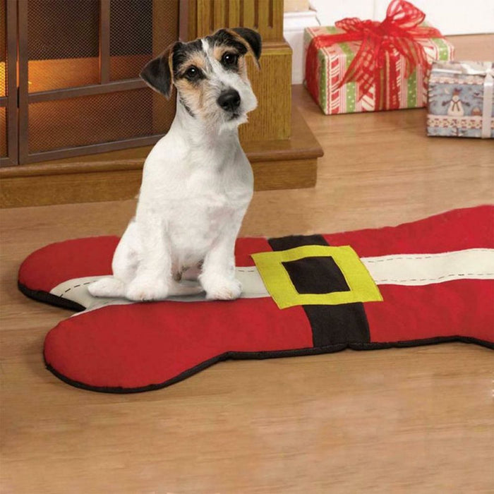 Aquarius Christmas Dog Bed - Red, Bone Design, 90x50cm - Quality Pet Bed