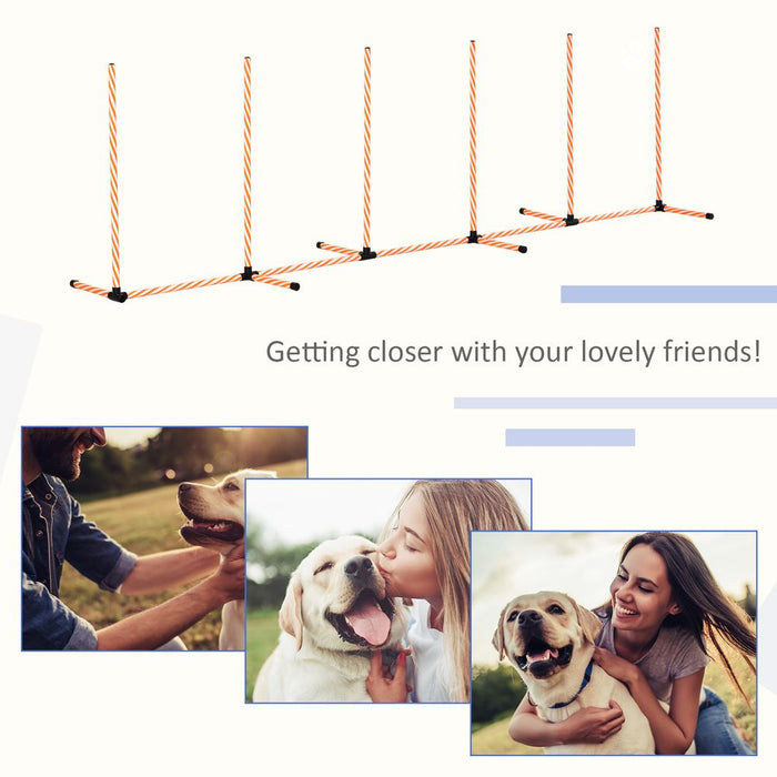 PawHut Dog Agility Training Equipment Pet Play Run Obstacle w/Weaves Poles Whistle Carrying Bag Outdoor Games Exercise