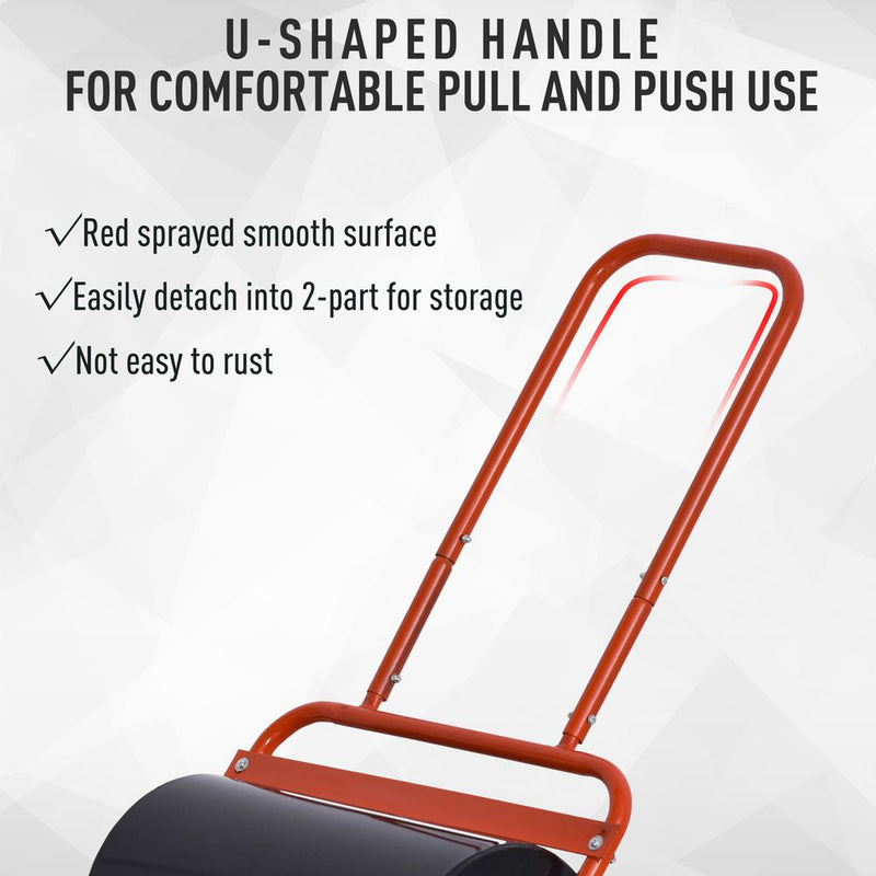 Combination Push/Tow Lawn Roller Filled with 38L Sand or Water | High-Quality Steel | Garden Outsunny