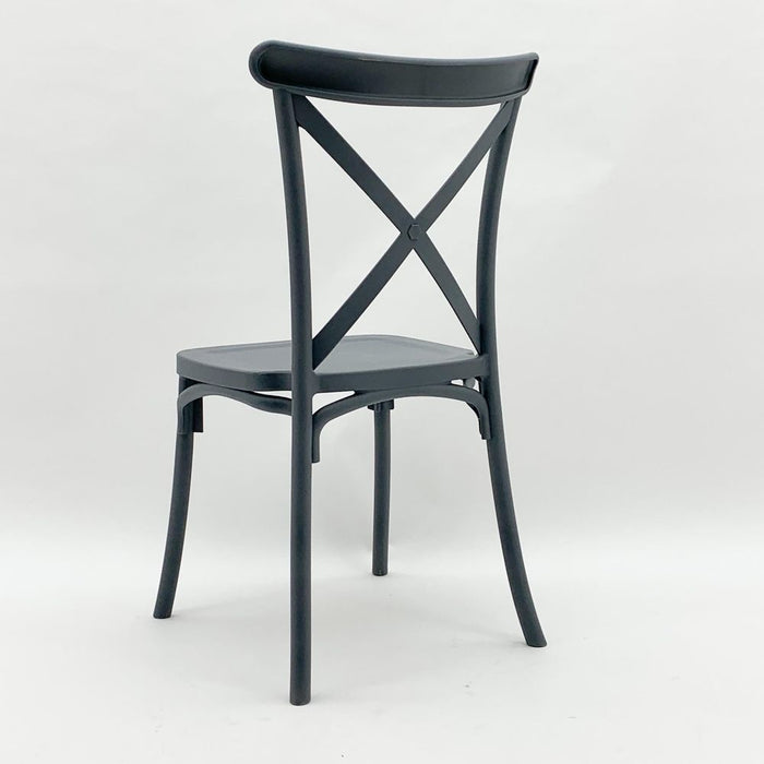 Premium Grey Plastic French Cross Back Chair