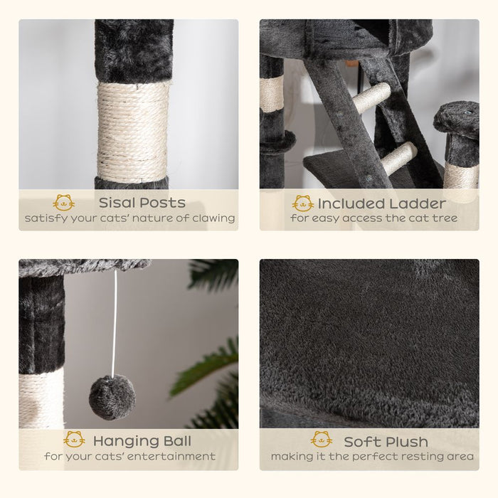 Premium Dark Grey Cat Tree with Scratching Posts - Adjustable 240-260cm Height