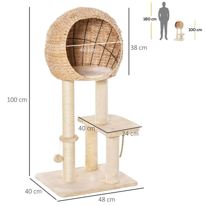 Ultimate 100cm Cat Tree Tower - Premium Quality, Scratching Post, Condo - Pawhut