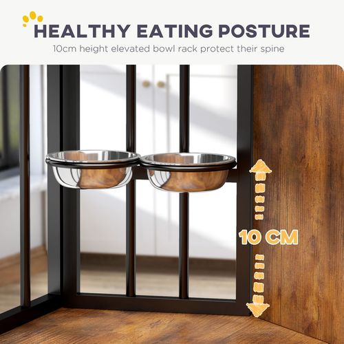 PawHut Corner Dog Crate Furniture with 2 Bowls for Small & Medium Dogs