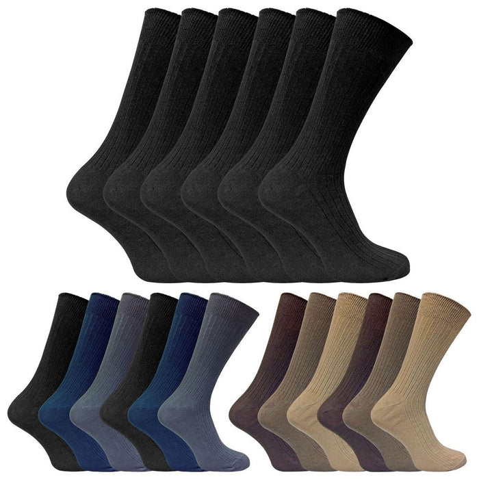 Premium Quality 100% Cotton Socks - 6 Pairs