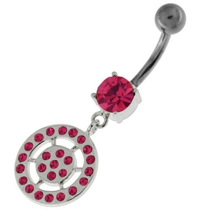 Sterling Silver Multi jeweled Round Pattern Belly Ring