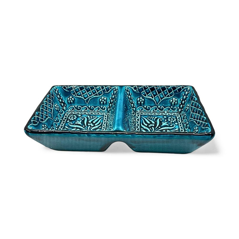 2-in-1 Green Square Snack and Dip Bowl for Divided Servings
