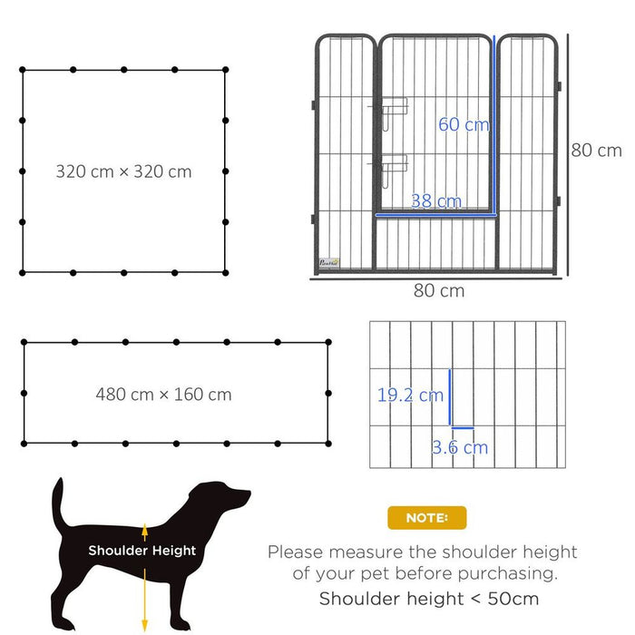 16 Panel Puppy Play Pen for Small & Medium Dogs | Heavy Duty & Spacious | 80Hcm