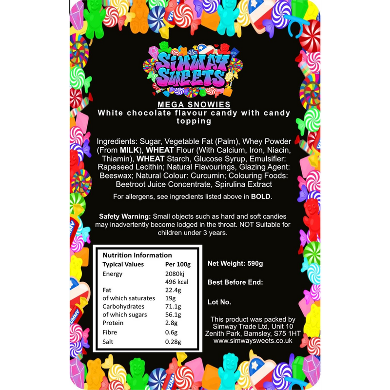 Mega White Chocolate Jazzles Snowies Jazzies Retro Sweets Gift Jar