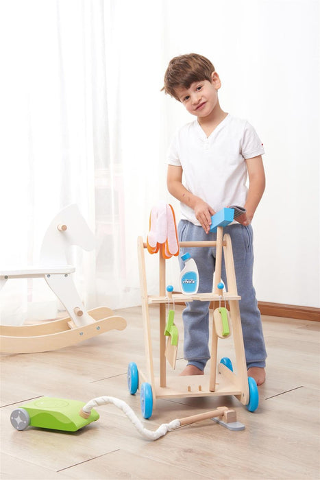 LELIN TOY CLEANING CART SKC5131" - Kid-sized cleaning set with trolley, broom, mop, cleaning agents, and vacuum. Foster creativity and responsibility. Ages 3+.