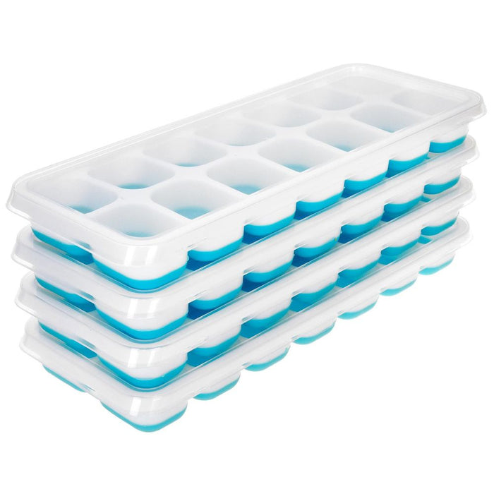 ASAB BPA-Free Silicone Ice Cube Trays - Set of 4, Easy Push, 56 Cubes