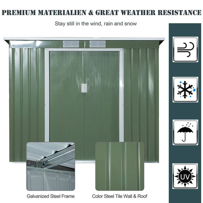 Garden Storage Shed - Durable, Sloped Roof, Outdoor Equipment Tool Storage - 213x130x173cm