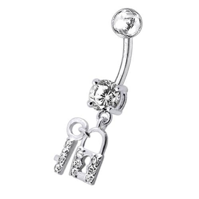 Fancy Jewelled "Lock & Key" Dangling Belly Ring