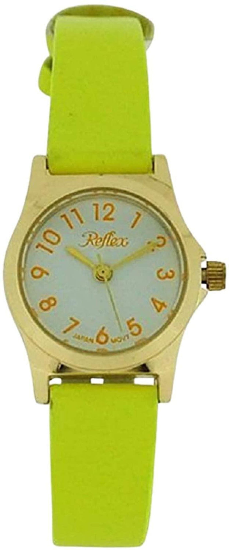 Reflex Girls-Ladies White Dial Gold Tone Bright Yellow Strap Watch 101328LT