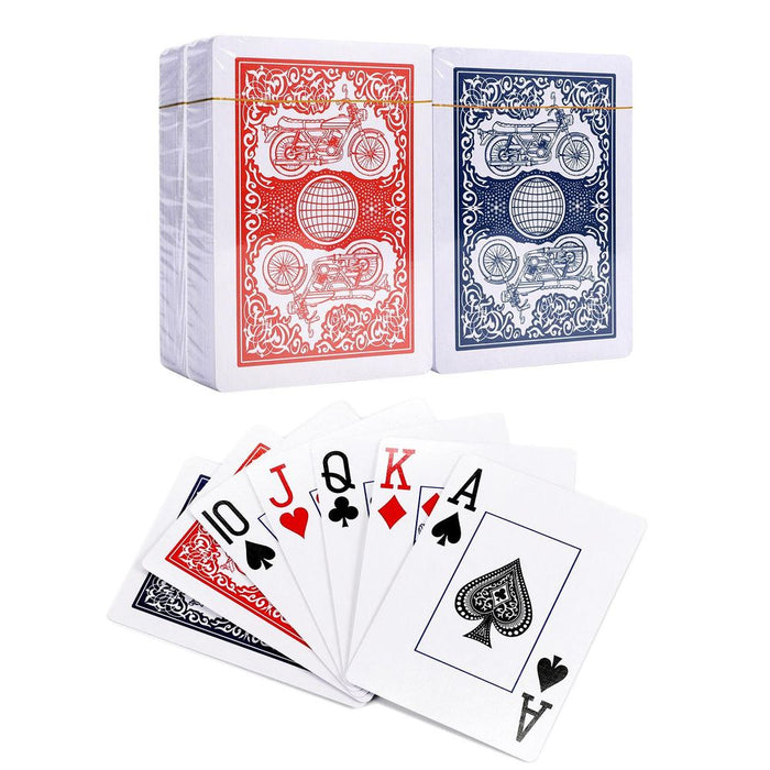 Vinsani Traditional Motorbike Poker Casino Plastic Coated Playing Cards Decks (2 / 4  / 6 / 12)