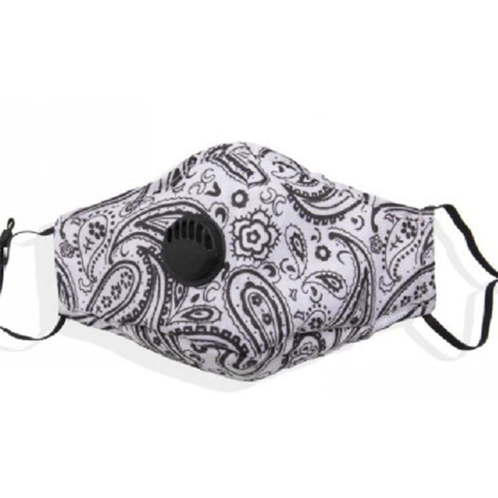 High-quality Cotton Face Mask Adults Paisley Valve - White