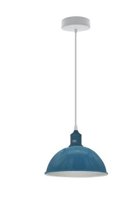 Modern Industrial Cyan Blue Ceiling Pendant Light - E27 Base - High-Quality Shade