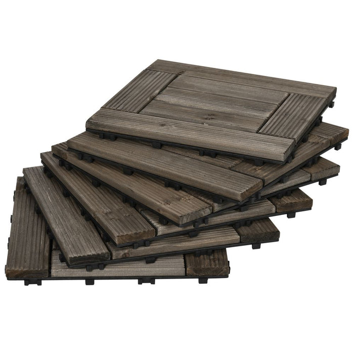 Premium 27-Piece Grey Wooden Decking Tiles - 30x30cm - Slip Resistant - Versatile Outdoor Flooring