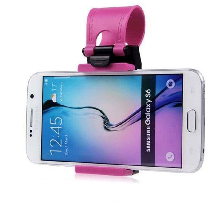 Car Steering Wheel Mobile Phone Holder - All Mobiles - Pink