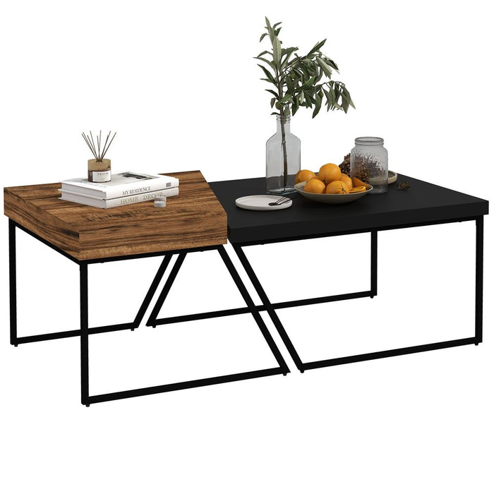 Premium HOMCOM Coffee Table Set of 2 - Stylish Steel Frame - Versatile for Living Room Décor