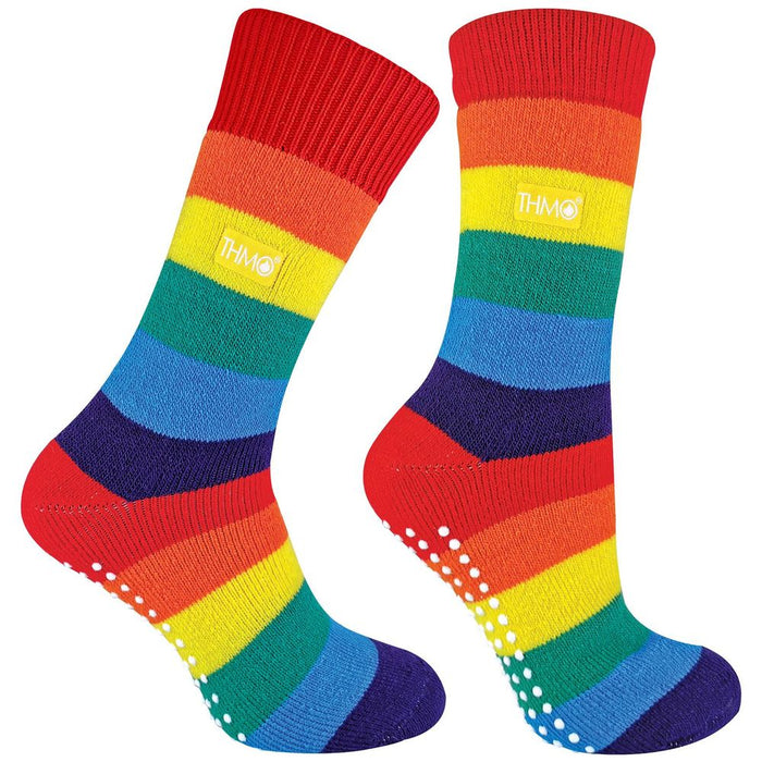 THMO Rainbow Slipper Socks - Cozy, Warm, Anti-Slip - Sizes 4-11 - Machine Washable