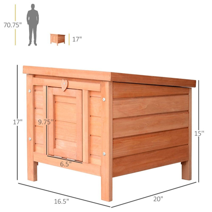 Pet/Dog House - Natural Wood and Green 16.5" L x 20" W x 17" H