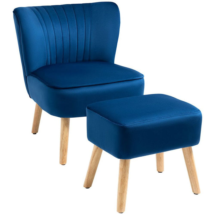 Premium Velvet Accent Chair - Luxurious Comfort - Elegant Design - Dark Blue