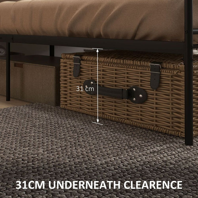 HOMCOM King Metal Bed Frame w/ Headboard and Footboard, 31cm Under-bed Space