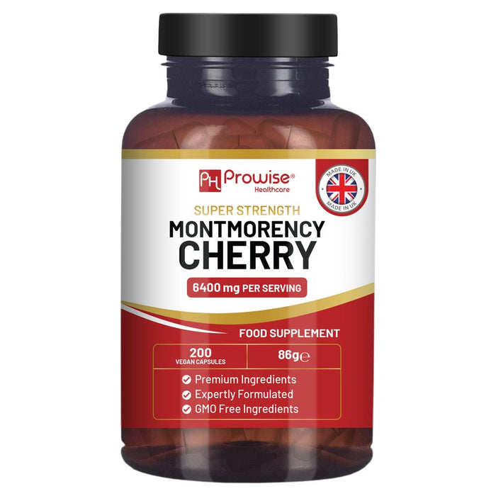 Super Strength Montmorency Cherry 6400mg - 200 Capsules - Natural Cherry Extract Supplement for Men & Women