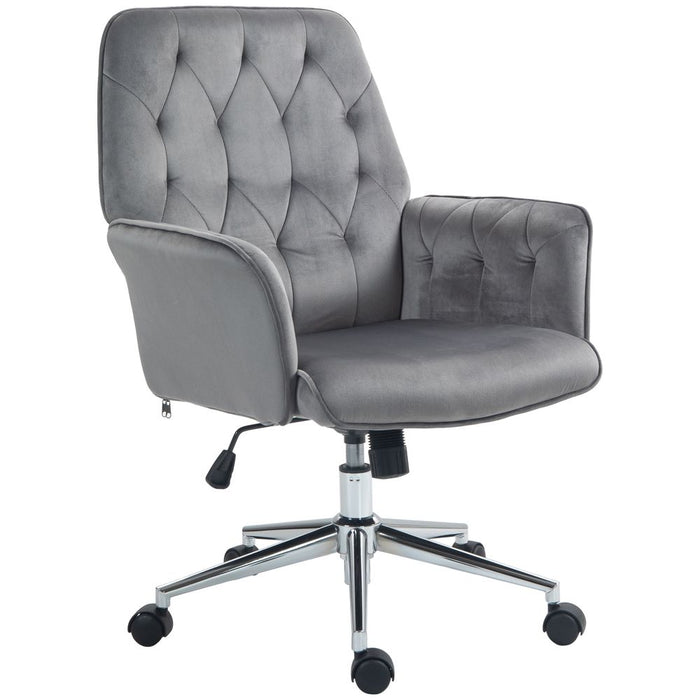 Vinsetto Swivel Computer Chair - Armrests, Tufted, Modern Style - Dark Grey - Home Office Furniture