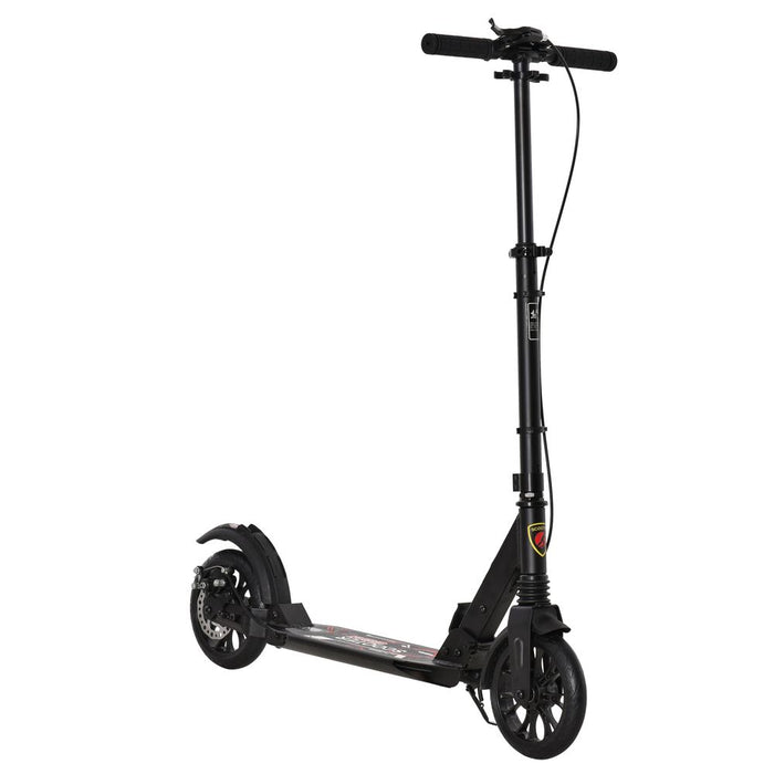 HOMCOM Adult Teens Kick Scooter Fold Adjust 14+ w/ Rear Wheel&Hand Brake Black