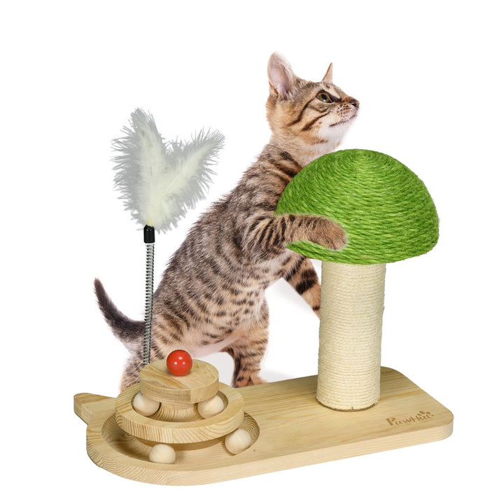 PawHut Mushroom Cat-Scratching Post w/Toy Balls - Premium Quality Indoor Cat Play Center - Durable & Entertaining - Grab Yours Now!