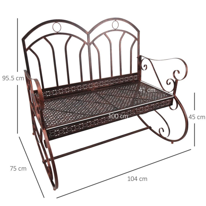 Outdoor Metal Garden Swing Bench - Rocking Chair Loveseat - Bronze - High Quality