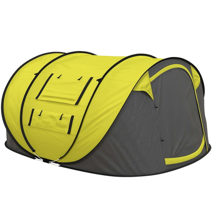 Outsunny Camping Tent Dome Pop-up Tent with Windows for 4-5 Person Yellow