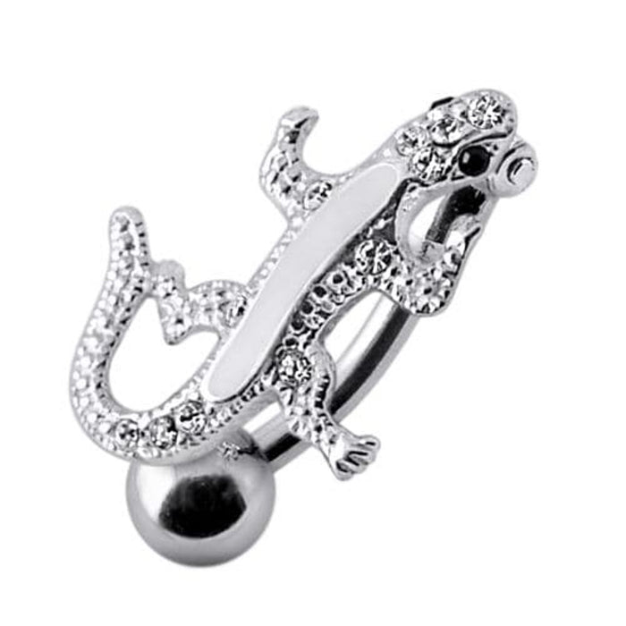 SS Fancy Jeweled Lizard Dangling Navel Ring