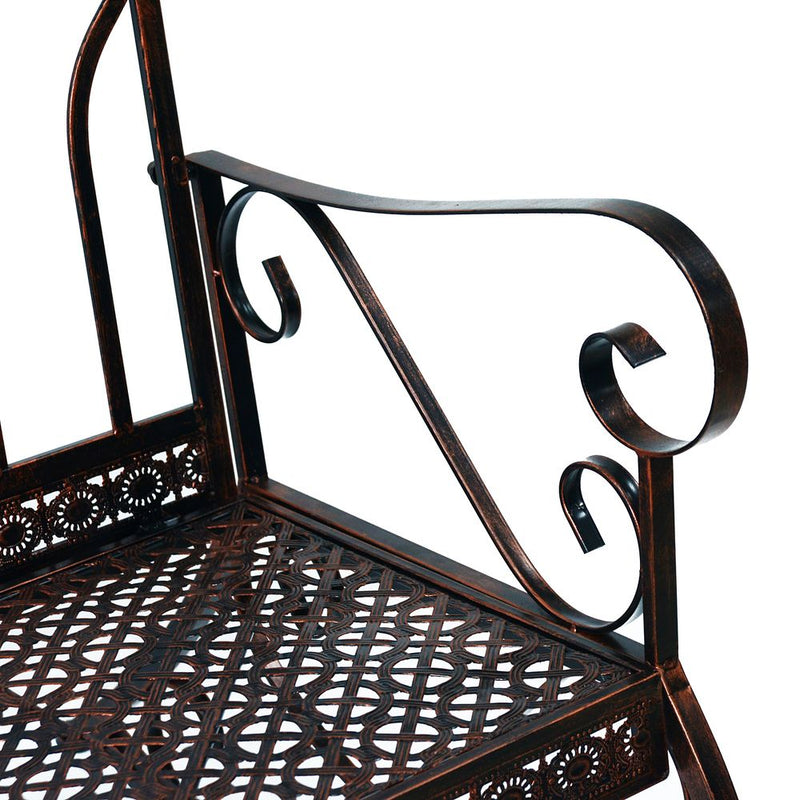 Iron Rocking Chair-Bronze - Outdoor Furniture for Garden and Patio - Metal Frame - Comfortable Armrests - Easy Assembly