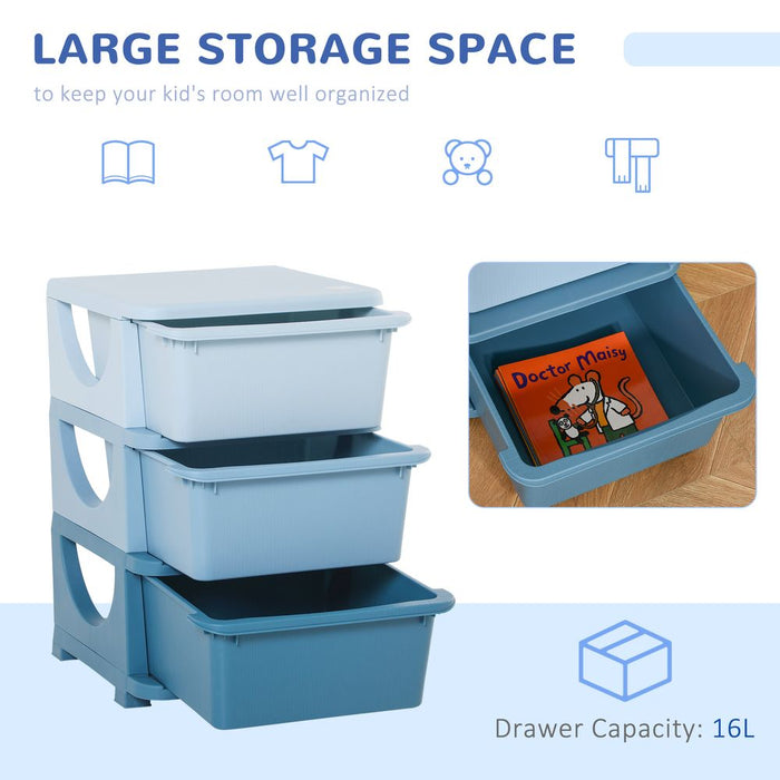 Kids Storage Units with Drawers 3 Tier Chest Vertical Dresser Tower