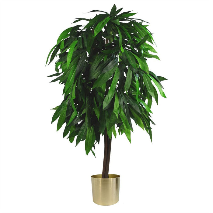 Large Artificial Mango Tree Plant - 120cm Height - Metal Planter Included