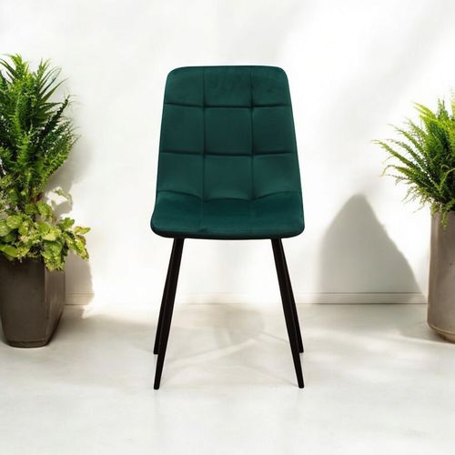 GREEN FABRIC CHAIR BLACK METAL LEGS