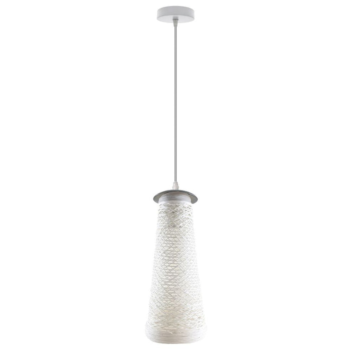 Single Round Base Handmade White Woven Twine Shade Ceiling Pendant Light Shade