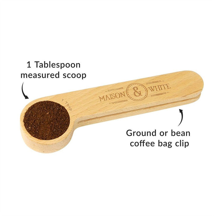 2-in-1 Wooden Coffee Clip & Spoon | Maison & White