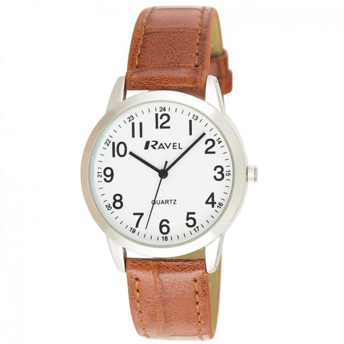 Ravel Men's Classic Leather Strap Watch R0132GC - Quality Quartz Movement, Easy Read Arabic Dial