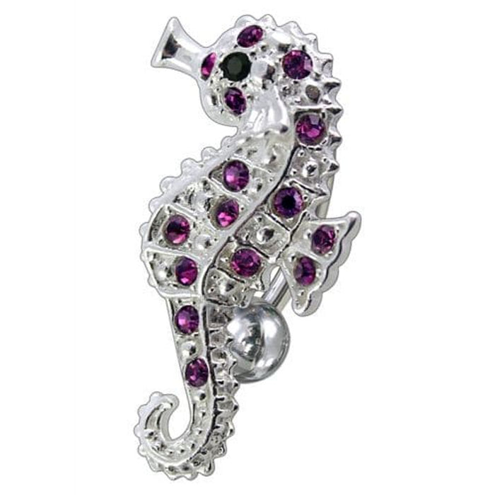 Fancy Jeweled Sea Horse Reverse Dangling Belly Ring