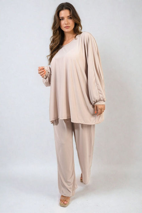 Impeccable Oversized Long Sleeve Top and Wide Leg Co-ord Set