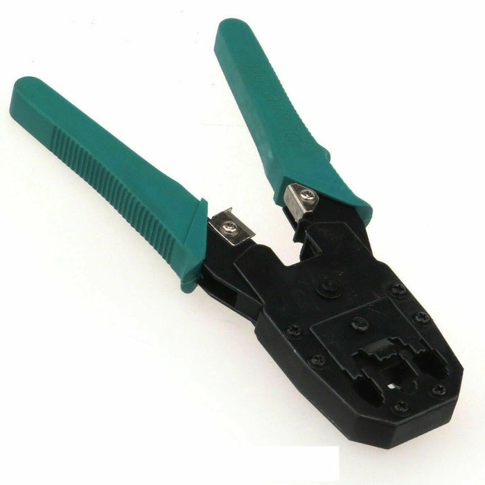 Safekom Crimping Tool & Wire Stripper - RJ45 RJ11 RJ12 Cat5 Cat5e Cat6 Cat6e Cat7 - Ethernet Network Internet Cable Crimp Crimping Crimper Tool