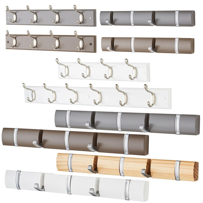 Wall or door mounted hooks. Various sizes, colours and styles available