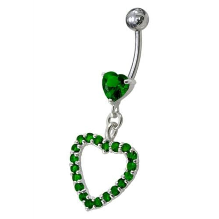 Fancy  Jeweled Heart Dangling Navel body Jewelry