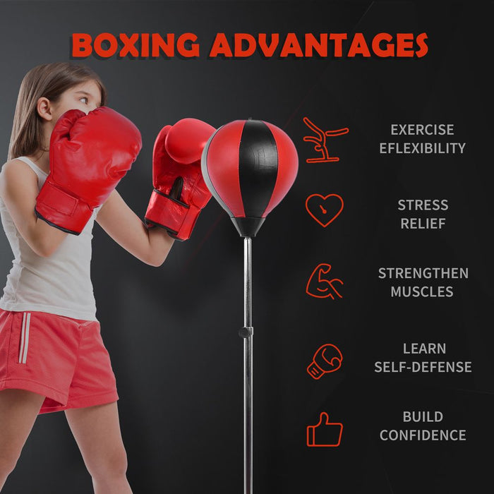 Kids Training Boxing Punching Ball Bag Set | Gloves | Adjustable | High Quality | HOMCOM