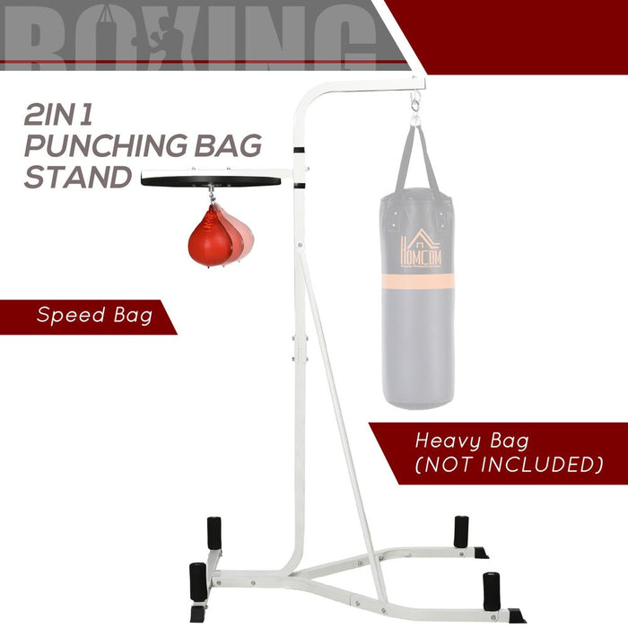 HOMCOM 170-190cm Freestanding Boxing Punch Bag Hanger & Speed Ball Station Platform Hanging Frame Home Gym