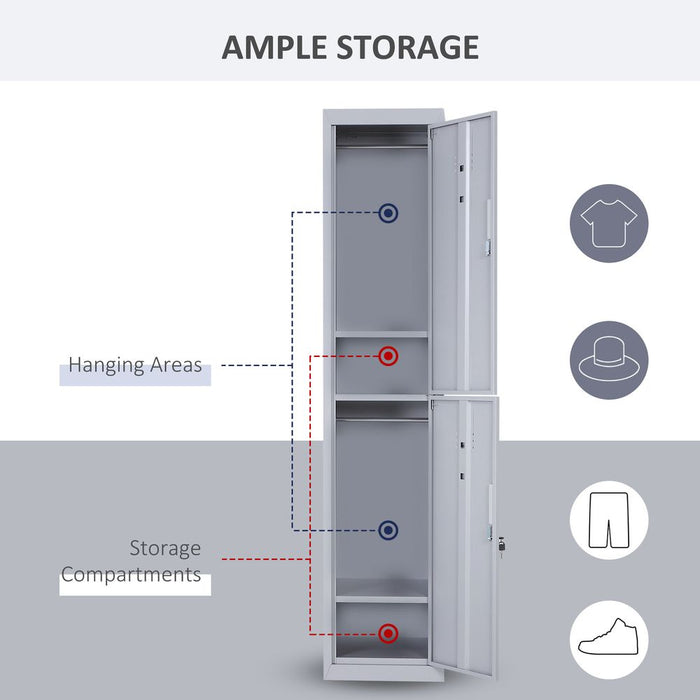 1.8m Locker Office Cabinet Storage Cold Rolled Steel  Storage Shelves Vinsetto