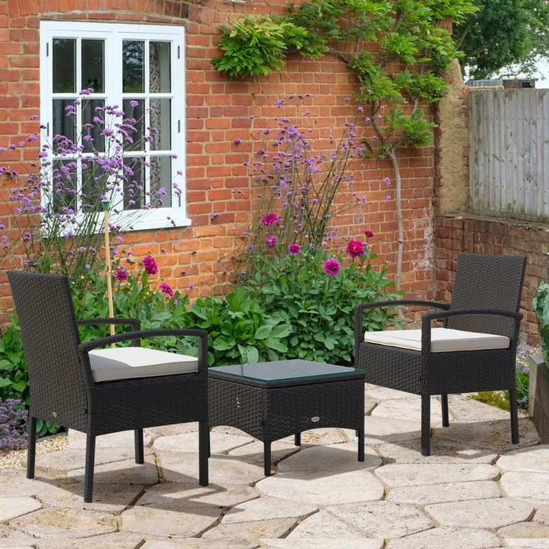 Premium Outdoor Rattan Bistro Set - Stylish 2 Seater Dining Table & Chair Combo